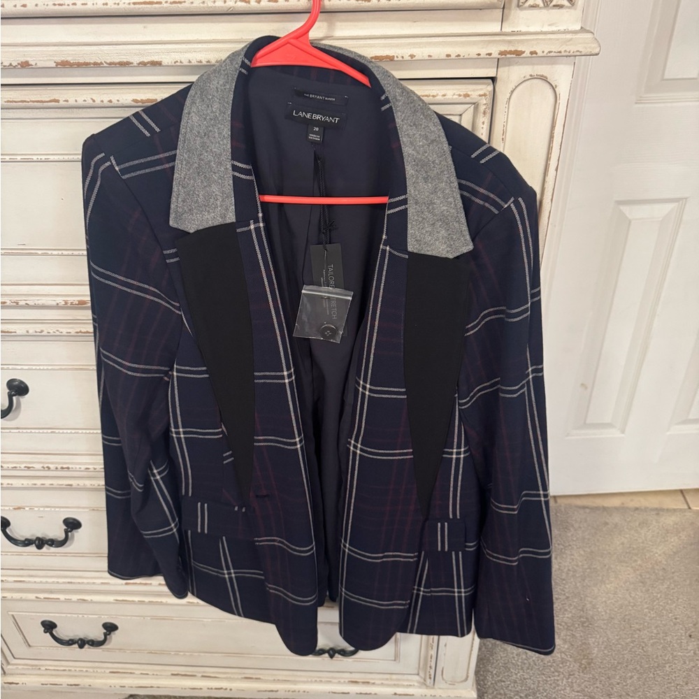 Lane Bryant Women's Plaid Jacket - Black and Gray